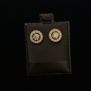 One Pair of 14K White Gold earrings containing all lab grown diamonds.